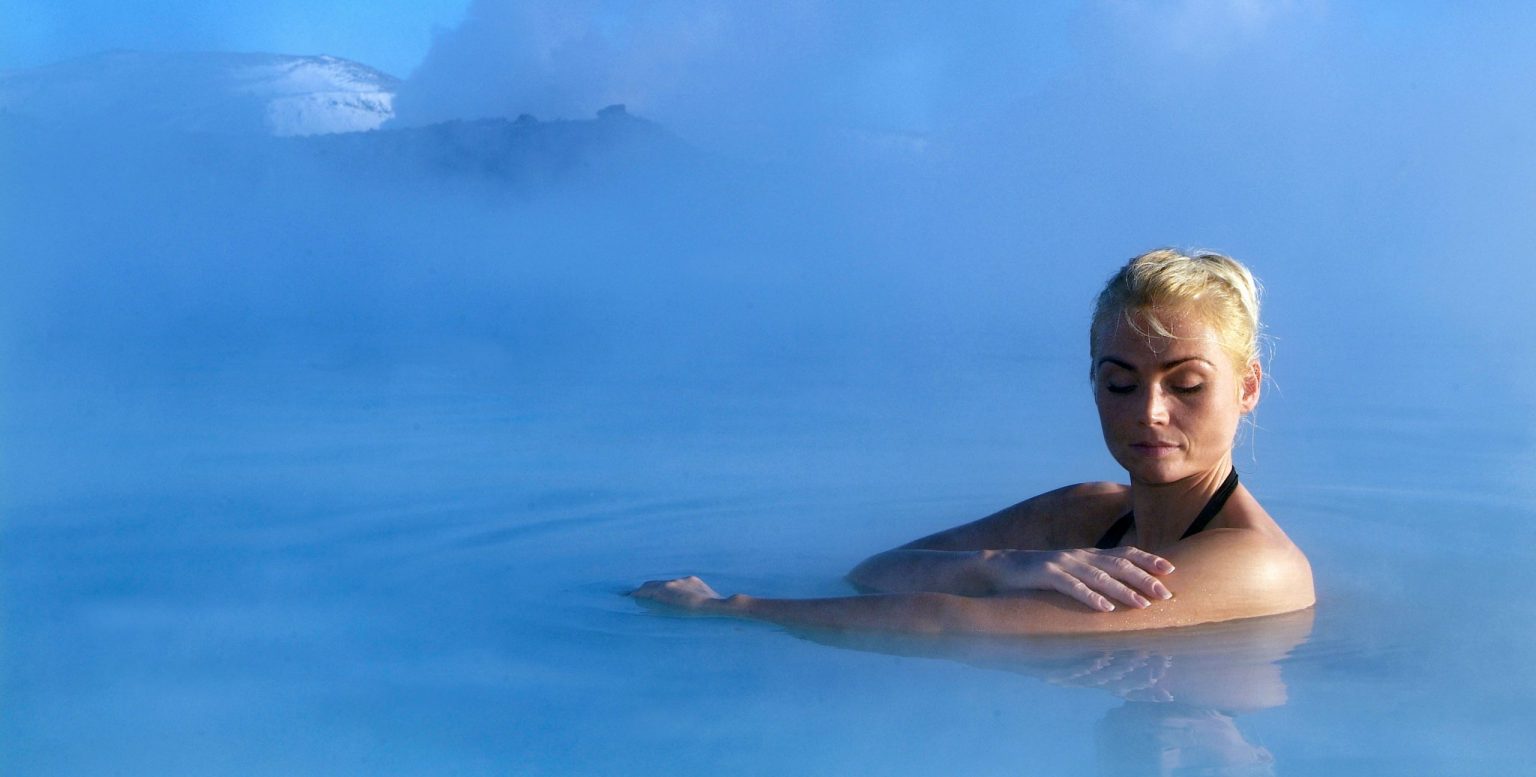 Geothermal bathing in a dramatic landscape
