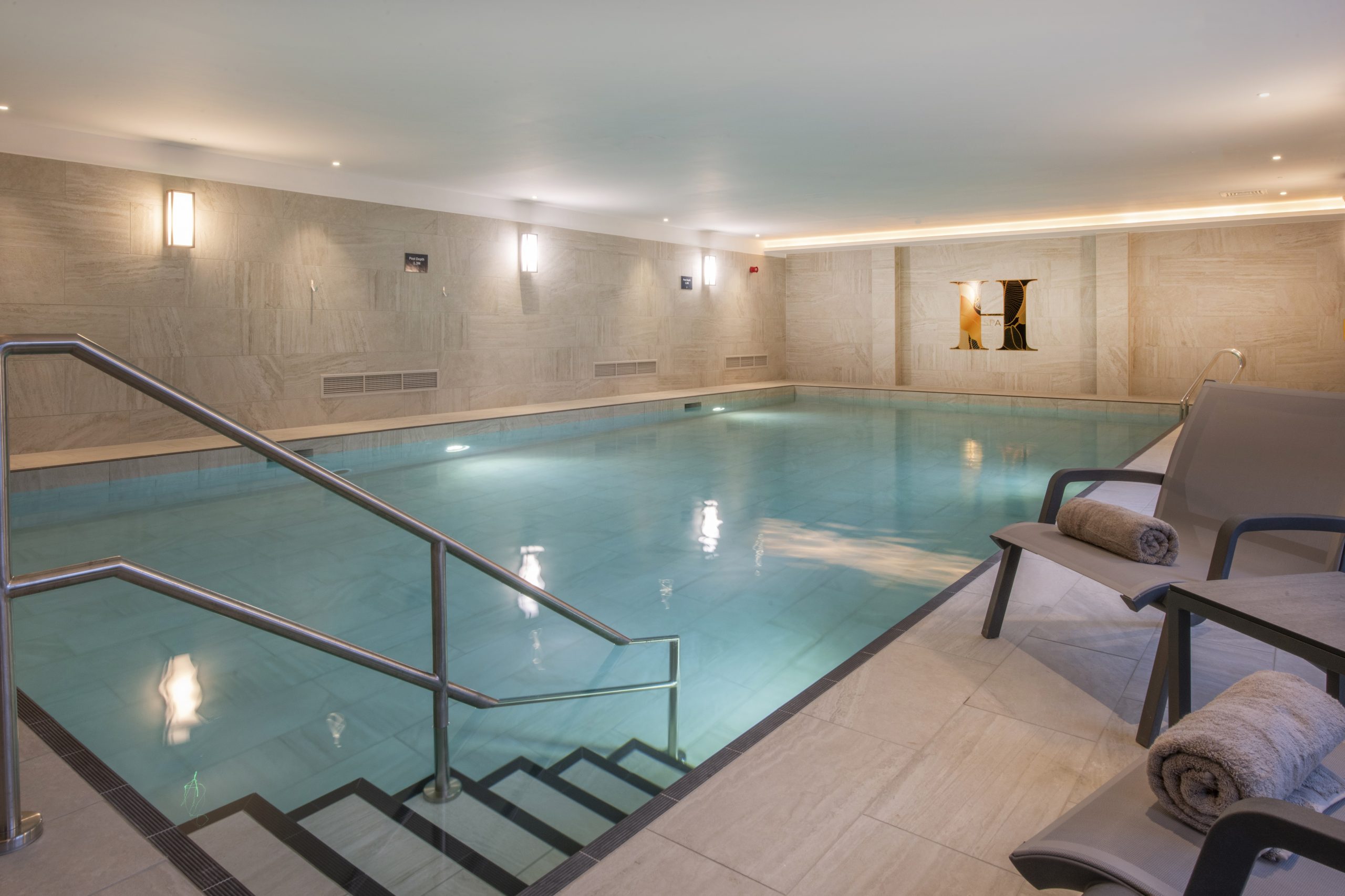 Indoor pool at H Spa, Horwood House Hotel